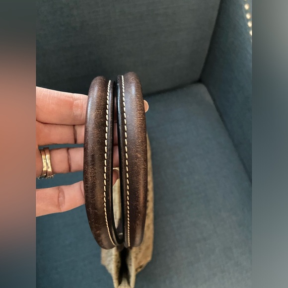 Dooney Bourke Small Tan & Brown Leather Tassel Shoulder Double Round Straps bag - Picture 15 of 16